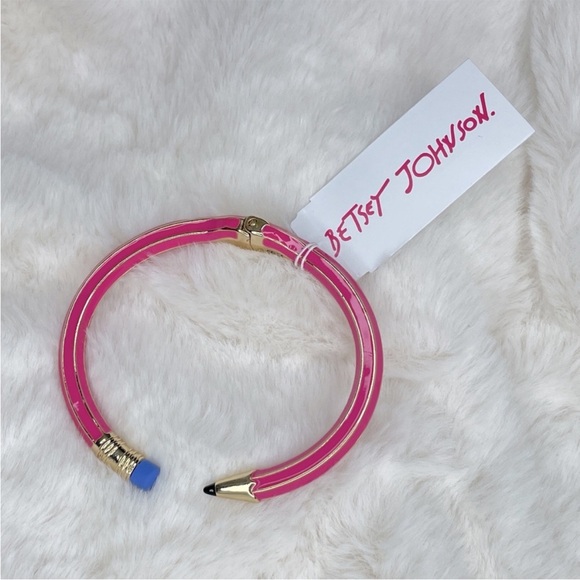 NEW Betsey Johnson Pink Pencil‎ with Purple Eraser Bangle Bracelet - Picture 1 of 4